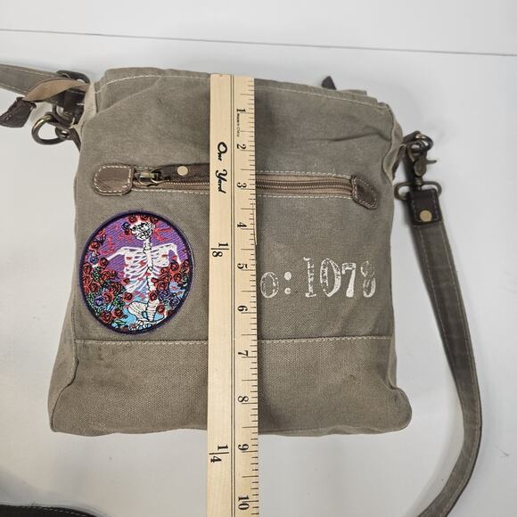 Vtg Y2K Double Star Grateful Dead Patch Sustainable Canvas Bag Crossbody Purse - Picture 5 of 9
